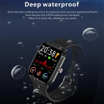 Q9pro 1.7 inch Color Screen Smart Watch, IP68 Waterproof,Support Temperature Monitoring/Heart Rate Monitoring/Blood Pressure Monitoring/Blood Oxygen Monitoring/Sleep Monitoring(Blue)