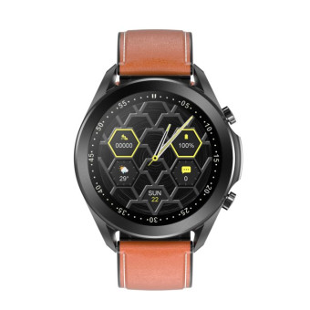 DW95 1.28 inch Color Screen Smart Watch, IP67 Waterproof,Leather Watchband,Support Bluetooth Call/Heart Rate Monitoring/Blood Pressure Monitoring/Blood Oxygen Monitoring/Sleep Monitoring(Black)