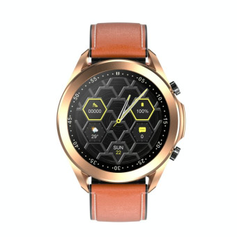 DW95 1.28 inch Color Screen Smart Watch, IP67 Waterproof,Leather Watchband,Support Bluetooth Call/Heart Rate Monitoring/Blood Pressure Monitoring/Blood Oxygen Monitoring/Sleep Monitoring(Gold)