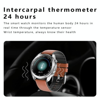 DW95 1.28 inch Color Screen Smart Watch, IP67 Waterproof,Leather Watchband,Support Bluetooth Call/Heart Rate Monitoring/Blood Pressure Monitoring/Blood Oxygen Monitoring/Sleep Monitoring(Gold)