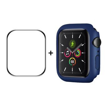 ENKAY Hat-Prince PC Frame + Full Coverage PMMA HD Screen Protector Film For Apple Watch Series 8 / 7 41mm(Dark Blue)