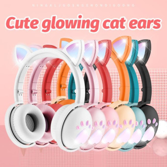 BK9 HiFi 7.1 Surround Sound Cat Claw Luminous Cat Ear Bluetooth Gaming Headset with Mic(Pink)