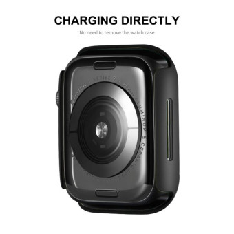 ENKAY Hat-Prince 2 in 1 PC Frame + 9H Tempered Glass Protector Full Coverage Case For Apple Watch Series 8 / 7 45mm(White)