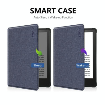 For Amazon Kindle Paperwhite 5 2021 ENKAY Solid Color Denim Texture Horizontal Flip Leather Tablet Case with Sleep / Wake-up Function(Dark Blue)