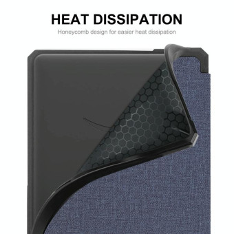 For Amazon Kindle Paperwhite 5 2021 ENKAY Solid Color Denim Texture Horizontal Flip Leather Tablet Case with Sleep / Wake-up Function(Dark Blue)