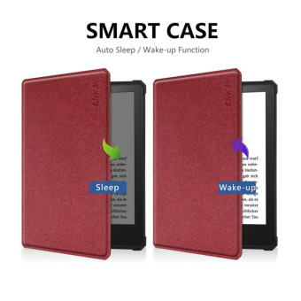 For Amazon Kindle Paperwhite 5 2021 ENKAY Solid Color Denim Texture Horizontal Flip Leather Tablet Case with Sleep / Wake-up Function(Wine Red)