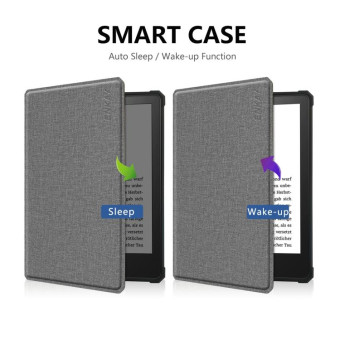 For Amazon Kindle Paperwhite 5 2021 ENKAY Solid Color Denim Texture Horizontal Flip Leather Tablet Case with Sleep / Wake-up Function(Grey)