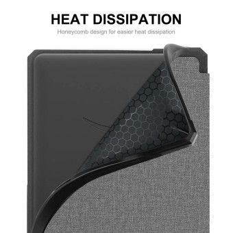 For Amazon Kindle Paperwhite 5 2021 ENKAY Solid Color Denim Texture Horizontal Flip Leather Tablet Case with Sleep / Wake-up Function(Grey)