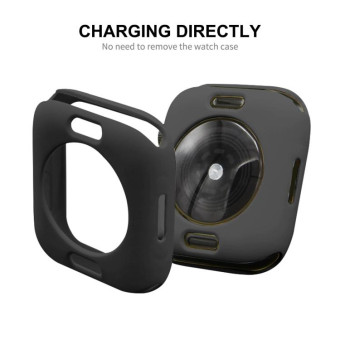 ENKAY Hat-Prince Protective TPU Watch Case + Full Coverage PET Screen Protector Film For Apple Watch Series 8 / 7 45mm(Black)