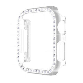 ENKAY Hat-Prince Electroplate PC Diamond Watch Case + Full Coverage Curved PET Screen Protector Film For Apple Watch Series 8 / 7 45mm(Silver)