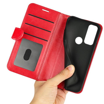 For TCL 20 R 5G R64 Texture Single Horizontal Flip Phone Protective Case with Holder & Card Slots & Wallet& Photo Frame(Red)