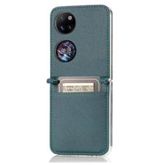 For Huawei P50 Pocket Litchi Pattern Card Folding Phone Case(Green)