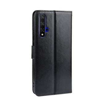 Retro Crazy Horse Texture Horizontal Flip Leather Case for HUAWEI Honor 20 , with Holder & Card Slots & Photo Frame(Black)