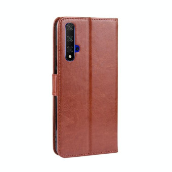 Retro Crazy Horse Texture Horizontal Flip Leather Case for HUAWEI Honor 20 , with Holder & Card Slots & Photo Frame(Brown)