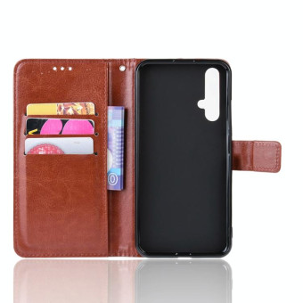 Retro Crazy Horse Texture Horizontal Flip Leather Case for HUAWEI Honor 20 , with Holder & Card Slots & Photo Frame(Brown)