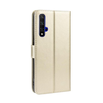Retro Crazy Horse Texture Horizontal Flip Leather Case for HUAWEI Honor 20 , with Holder & Card Slots & Photo Frame(Gold)