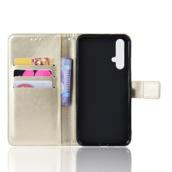 Retro Crazy Horse Texture Horizontal Flip Leather Case for HUAWEI Honor 20 , with Holder & Card Slots & Photo Frame(Gold)