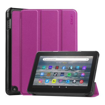 For Amazon Fire 7 12th 2022 ENKAY Smart Leather Tablet Case(Purple)