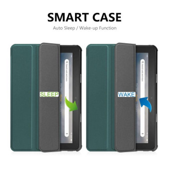 For Amazon Fire 7 12th 2022 ENKAY Smart Leather Tablet Case(Dark Green)