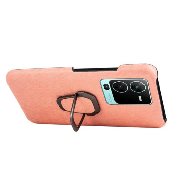 For vivo S15 Pro Ring Holder Honeycomb PU Phone Case(Pink)