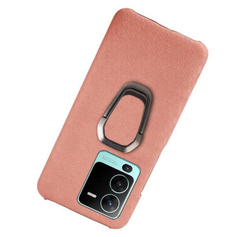 For vivo S15 Pro Ring Holder Honeycomb PU Phone Case(Pink)