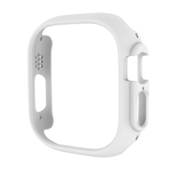 For Apple Watch Ultra / Ultra 2 49mm ENKAY 2 in 1 PC Case + Full Coverage 9H Tempered Glass Film(White)
