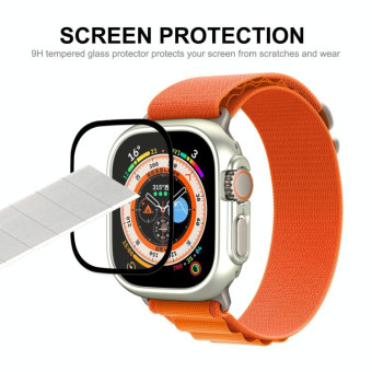 For Apple Watch Ultra / Ultra 2 49mm ENKAY 2 in 1 PC Case + Full Coverage 9H Tempered Glass Film(Pink)
