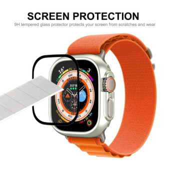 For Apple Watch Ultra / Ultra 2 49mm ENKAY 2 in 1 PC Case + Full Coverage 9H Tempered Glass Film(Deep Green)