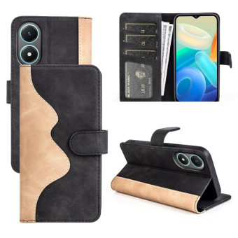 For vivo Y02s Stitching Horizontal Flip Leather Phone Case(Black)