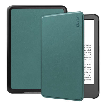 For Amazon Kindle 2022 Gen11 ENKAY Custer Texture Leather Smart Case(Dark Green)