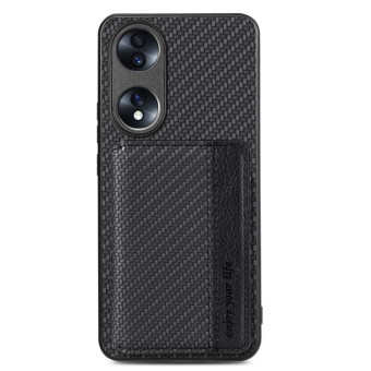 For Honor 70 Carbon Fiber Magnetic Card Bag Phone Case(Black)
