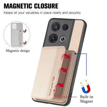 For OPPO Reno 8 Pro Carbon Fiber Magnetic Card Bag Phone Case(Green)