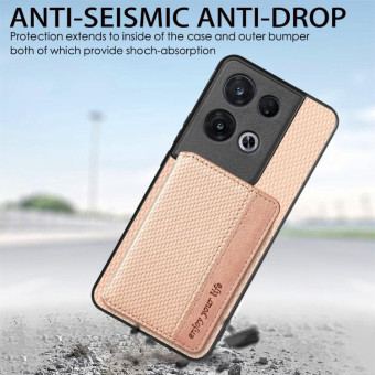 For OPPO Reno 8 Pro Carbon Fiber Magnetic Card Bag Phone Case(Black)