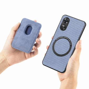 For OPPO A17 Pro Carbon Fiber Leather Card Magsafe Phone Case(Green)