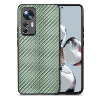 For Xiaomi 12T Carbon Fiber Texture Leather Back Cover Phone Case(Green)
