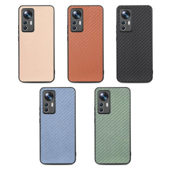 For Xiaomi 12T Carbon Fiber Texture Leather Back Cover Phone Case(Green)