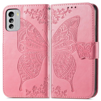 For Nokia G60 Butterfly Love Flower Embossed Horizontal Flip Leather Case with Bracket / Card Slot / Wallet / Lanyard(Pink)
