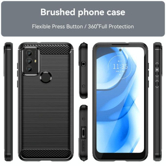 For Motorola Moto G Power 2020 Brushed Texture Carbon Fiber TPU Phone Case(Black)