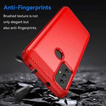 For Motorola Moto G Power 2020 Brushed Texture Carbon Fiber TPU Phone Case(Red)