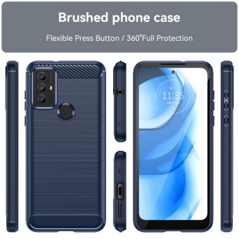 For Motorola Moto G Power 2020 Brushed Texture Carbon Fiber TPU Phone Case(Blue)