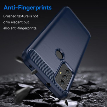For Motorola Moto G Power 2020 Brushed Texture Carbon Fiber TPU Phone Case(Blue)