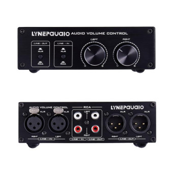 2 In and 2 Out Switcher Volume Controller, RCA signal switches to XLR balanced signal and no need for power supply. It provides RCA and XLR interfaces, independent L/R channel volume adjustment, which is suitable for devices with volume adjustment need