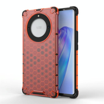 For Honor X9A Shockproof Honeycomb Phone Case(Red)