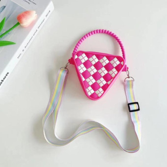 Diamond Shaped Mini Portable Shoulder Bag Silicone Handbag(RoseRed)