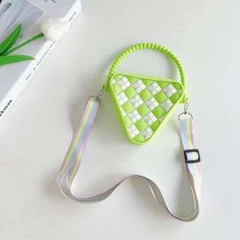 Diamond Shaped Mini Portable Shoulder Bag Silicone Handbag(Green)