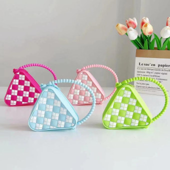 Diamond Shaped Mini Portable Shoulder Bag Silicone Handbag(RoseRed)
