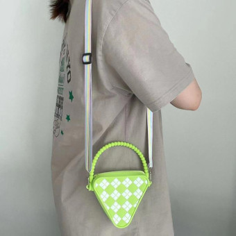 Diamond Shaped Mini Portable Shoulder Bag Silicone Handbag(Green)