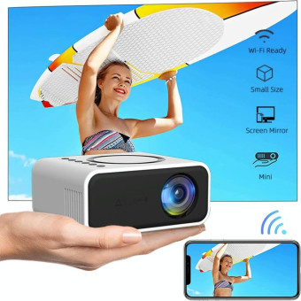 YT300 Home Multimedia Mini Remote Projector Support Mobile Phone(UK Plug White)