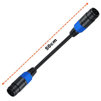 JUNSUNMAY Speakon Female to Speakon Female Audio Speaker Adapter Cable, Length: 50cm