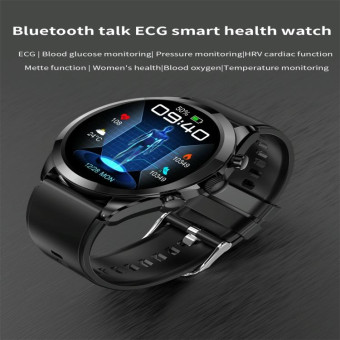ET440 1.39 inch Color Screen Smart Silicone Strap Watch,Support Heart Rate / Blood Pressure / Blood Oxygen / Blood Glucose Monitoring(Black)